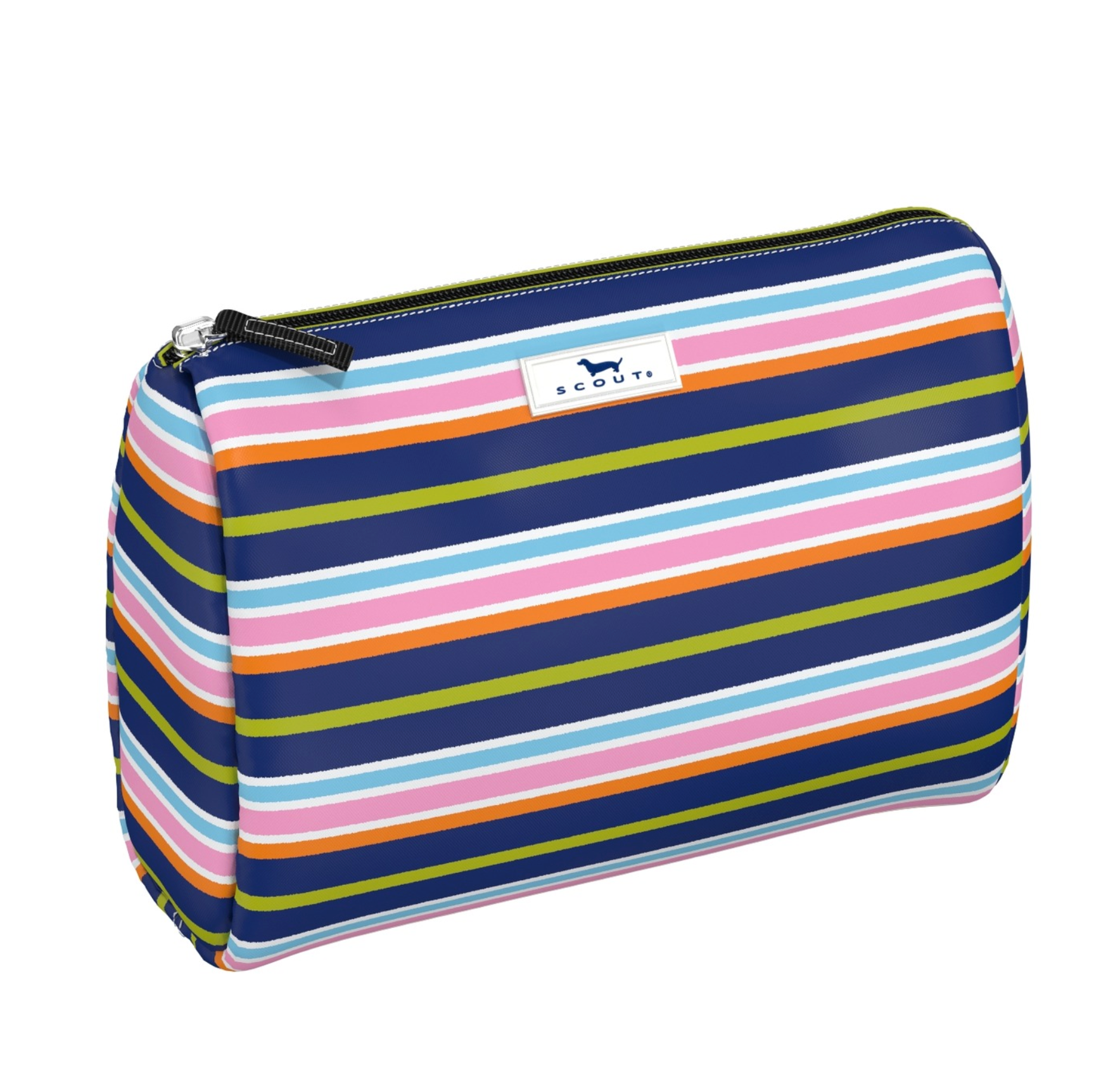 Richard Persimmons SCOUT Packin’ Heat Cosmetic Bag — 9.75″W × 7″H × 3.75″D coated cotton travel pouch with interior slip pocket, water‑resistant and slim profile. Available at Be Charmed