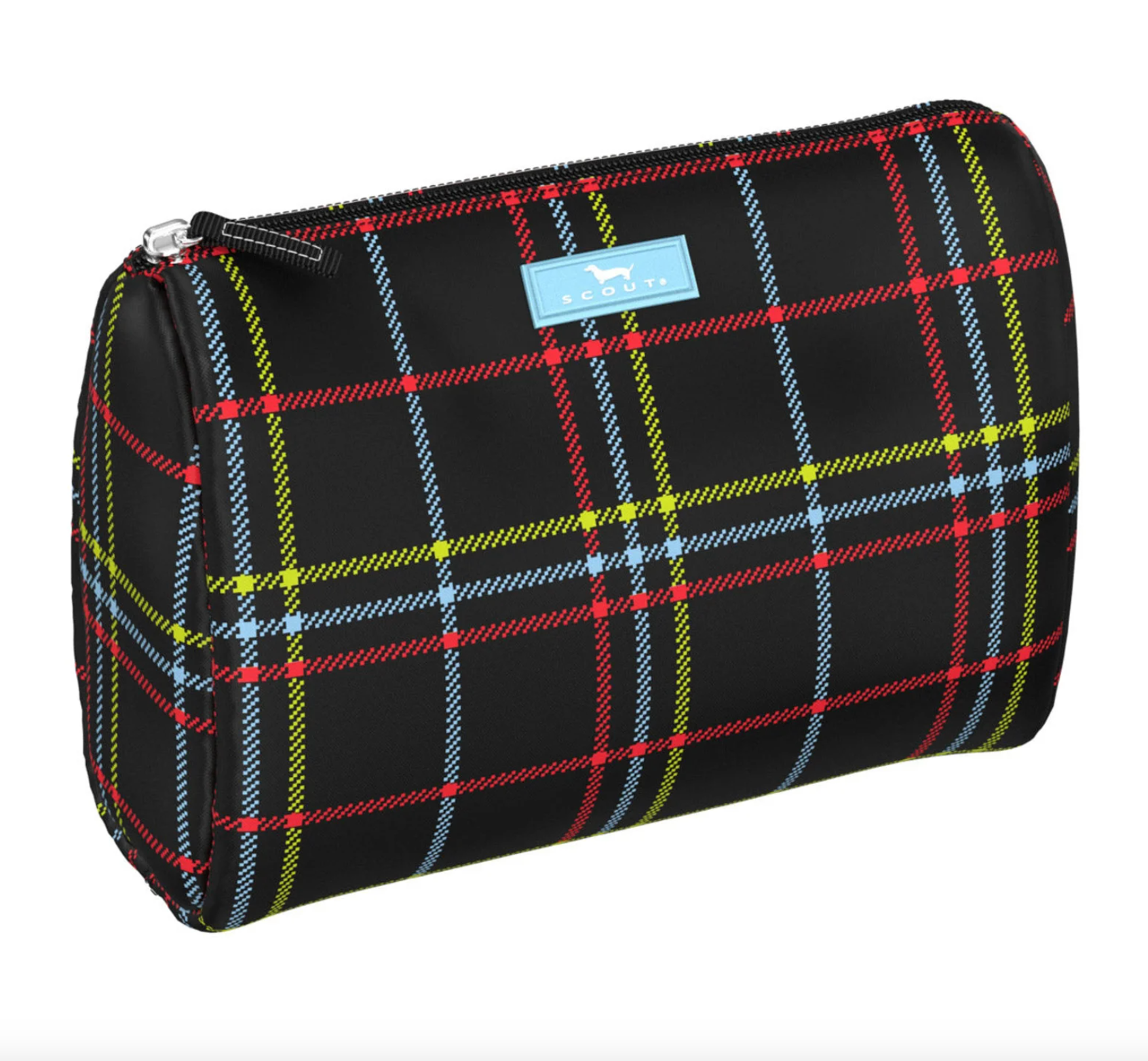 SCOUTlander SCOUT Packin’ Heat Cosmetic Bag — 9.75″W × 7″H × 3.75″D coated cotton travel pouch with interior slip pocket, water‑resistant and slim profile. Available at Be Charmed