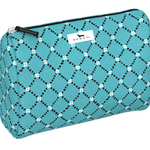 Stitch Please SCOUT Packin’ Heat Cosmetic Bag — 9.75″W × 7″H × 3.75″D coated cotton travel pouch with interior slip pocket, water‑resistant and slim profile. Available at Be Charmed