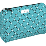 Stitch Please SCOUT Packin’ Heat Cosmetic Bag — 9.75″W × 7″H × 3.75″D coated cotton travel pouch with interior slip pocket, water‑resistant and slim profile. Available at Be Charmed