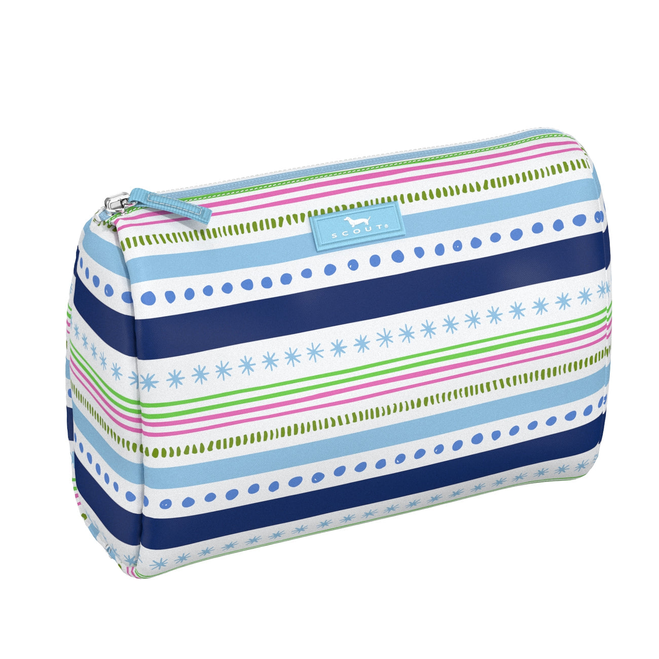 Scout All the Trimmings Packin’ Heat toiletry bag with roomy interior and slim profile – available at Be Charmed