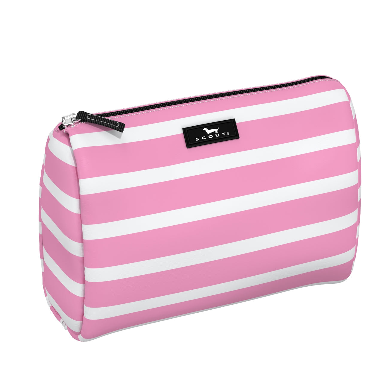 Palmetto Pink SCOUT Packin’ Heat Cosmetic Bag — 9.75″W × 7″H × 3.75″D coated cotton travel pouch with interior slip pocket, water‑resistant and slim profile. Available at Be Charmed