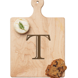 Maple Leaf 9x6 Initial Board T with Spreader. Personalized wooden serving board with monogram design. Perfect gift. Available at Be Charmed.