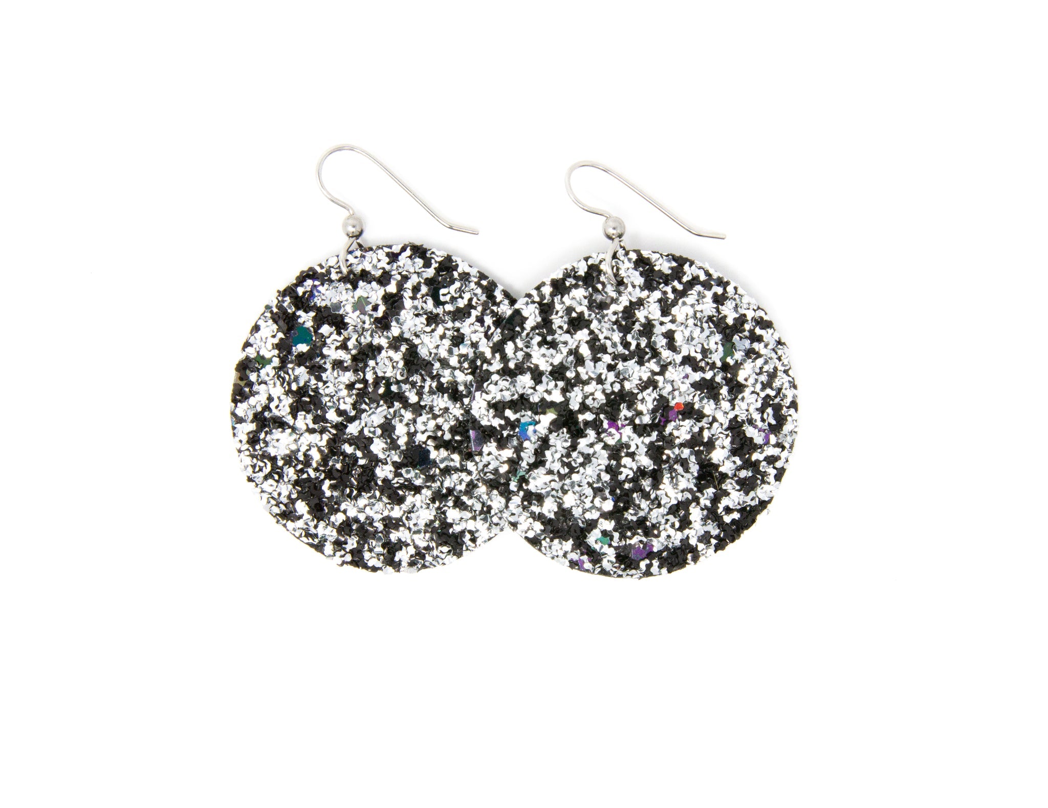 Keva -Black Sparkle Round Earrings