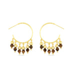 Amanda Blu Gold Tiger Eye Fringe Hoop Earrings