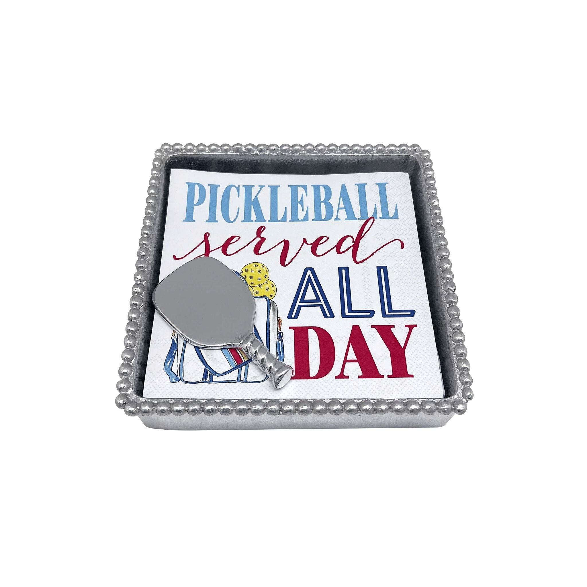 Mariposa Pickle Ball Beaded Napkin Box Set