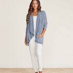 Front of Barefoot Dreams Dolphin Blue CozyChic Ultra Lite Pointelle Shawl