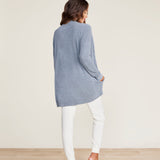 Back of Barefoot Dreams Dolphin Blue CozyChic Ultra Lite Pointelle Shawl
