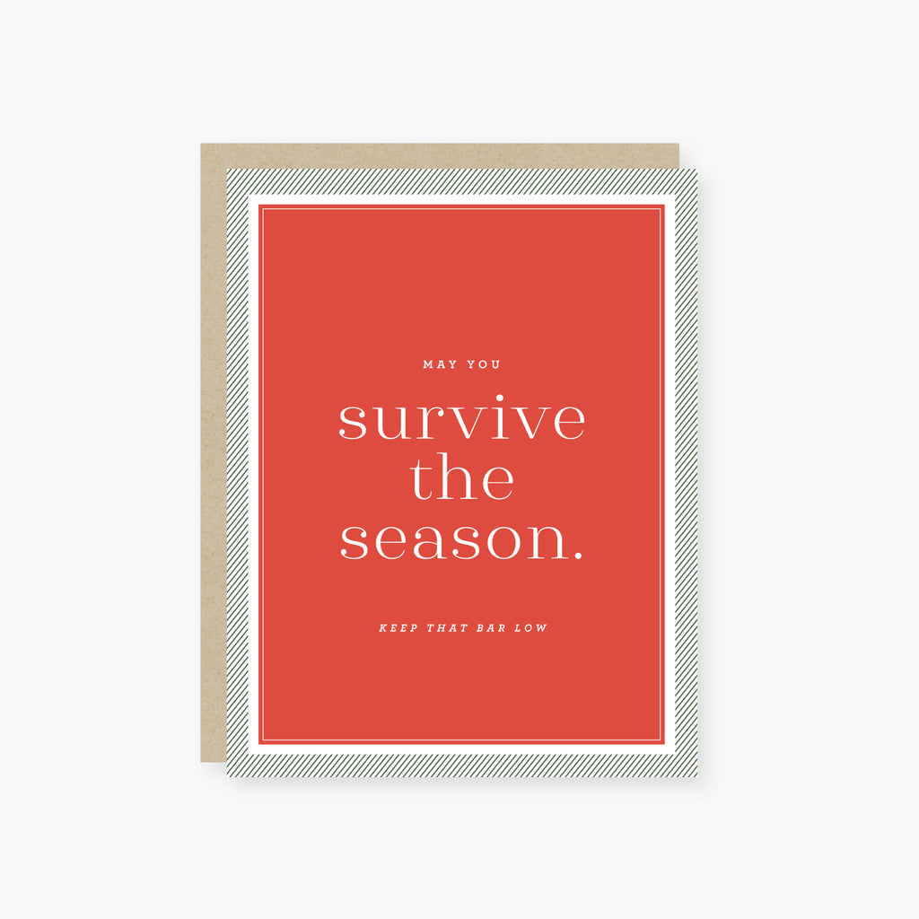 2021 Co. "May You Survive The Season" Holiday Card featuring a minimalist design, available at Be Charmed.