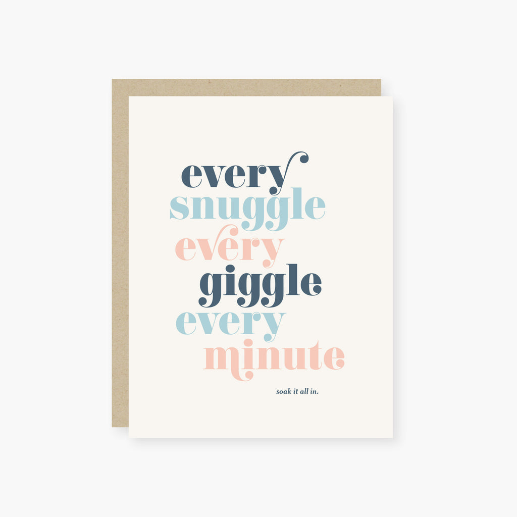 2021 Co Every Snuggle Every Giggle Baby Card featuring a heartfelt message, available at Be Charmed.