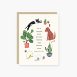 2021 Co "Pet Mom/Plant Mom" Mother's Day Card featuring charming illustrations, available at Be Charmed.