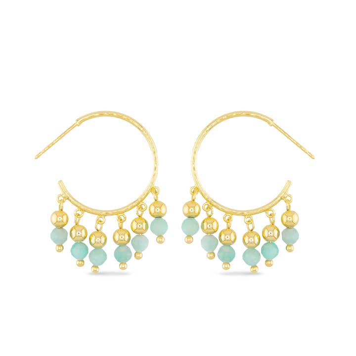 Amanda Blu Gold Amazonite Fringe Hoop Earrings