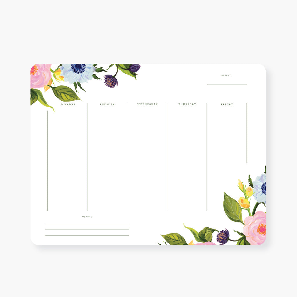 2021 Co Garden Floral Weekly Calendar Pad