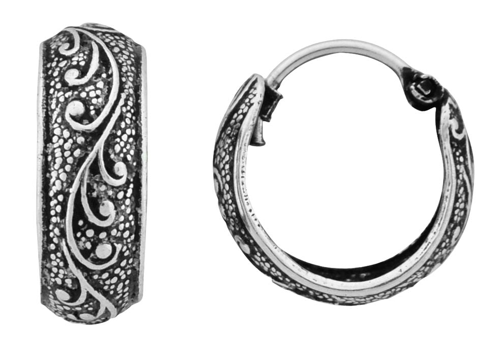 Wheeler  3/4 " Hoop Swirl Sterling Silver Earrings 