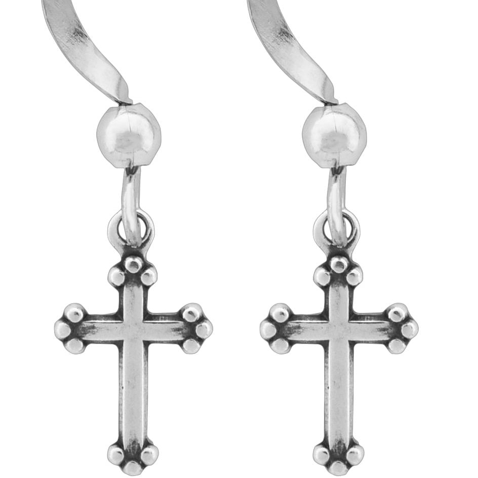Wheeler Cross Sterling Silver Earrings 