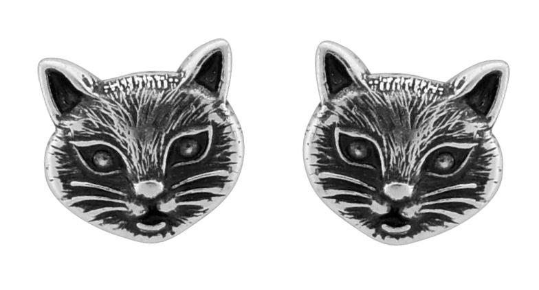 Wheeler Cat Face Sterling Silver Earrings