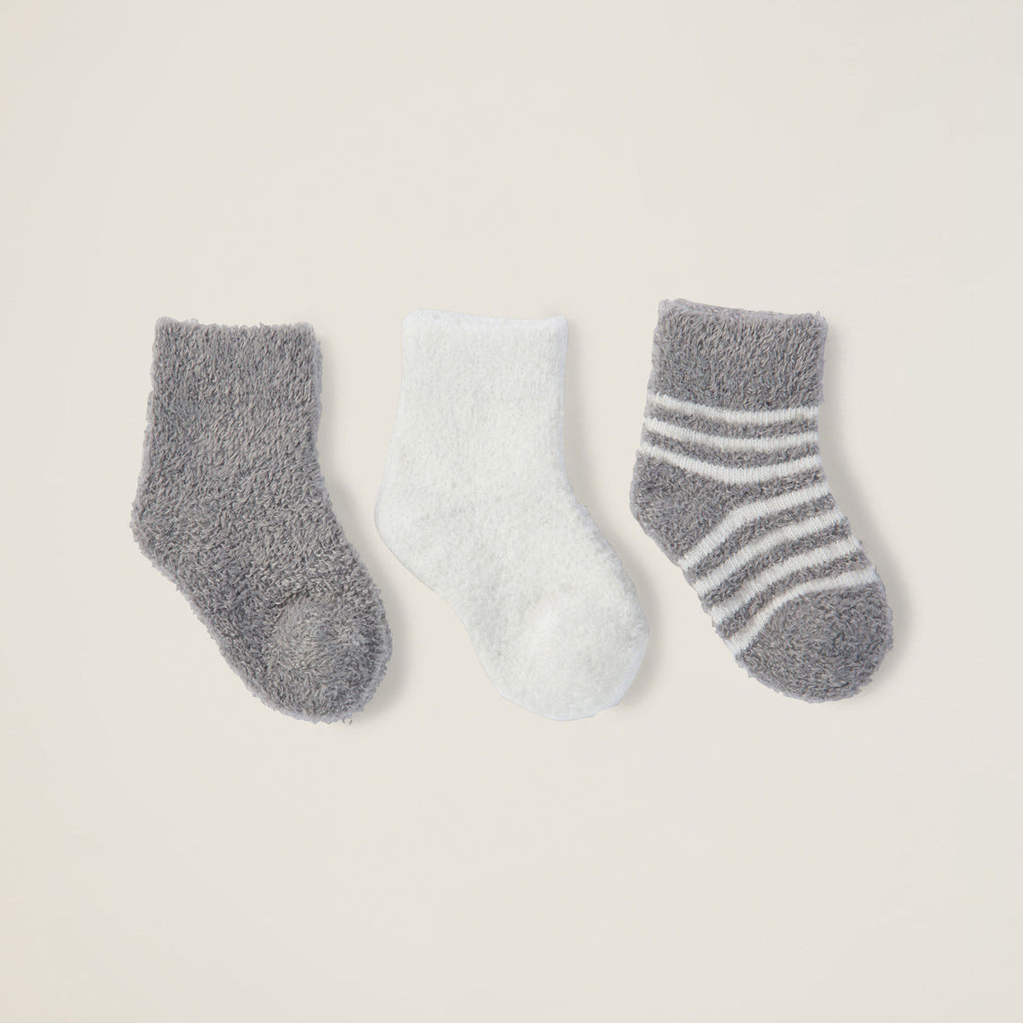Barefoot Dreams Pewter/Pearl CozyChic Lite Infant Socks 3 pack