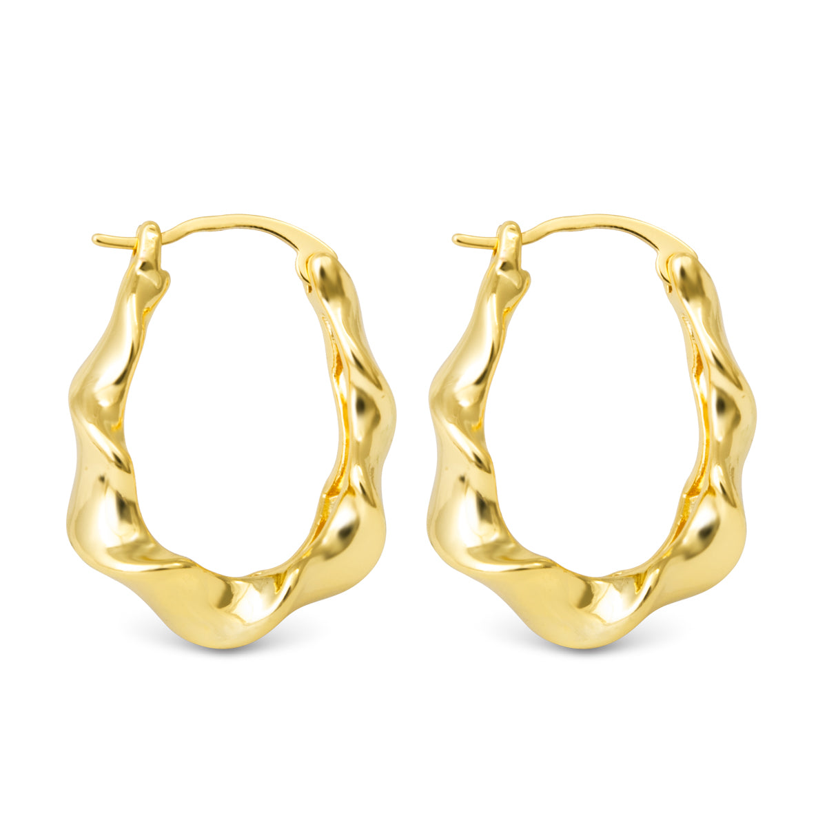 Amanda Blu Gold Hailey Polished Twisted Oval Hoop Earrings