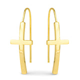 Amanda Blu Gold Maria Polished Cross Drop Earrings
