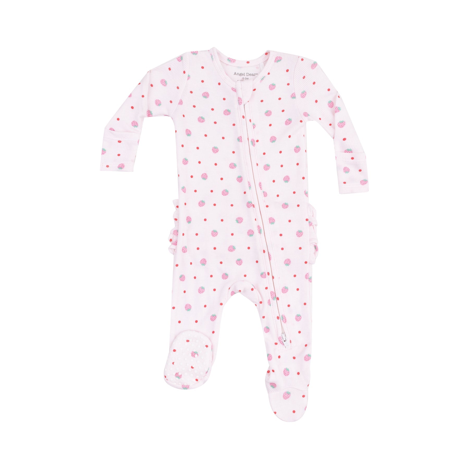 Angel Dear Strawberry Swiss 2 Way Zipper Ruffle Footie 