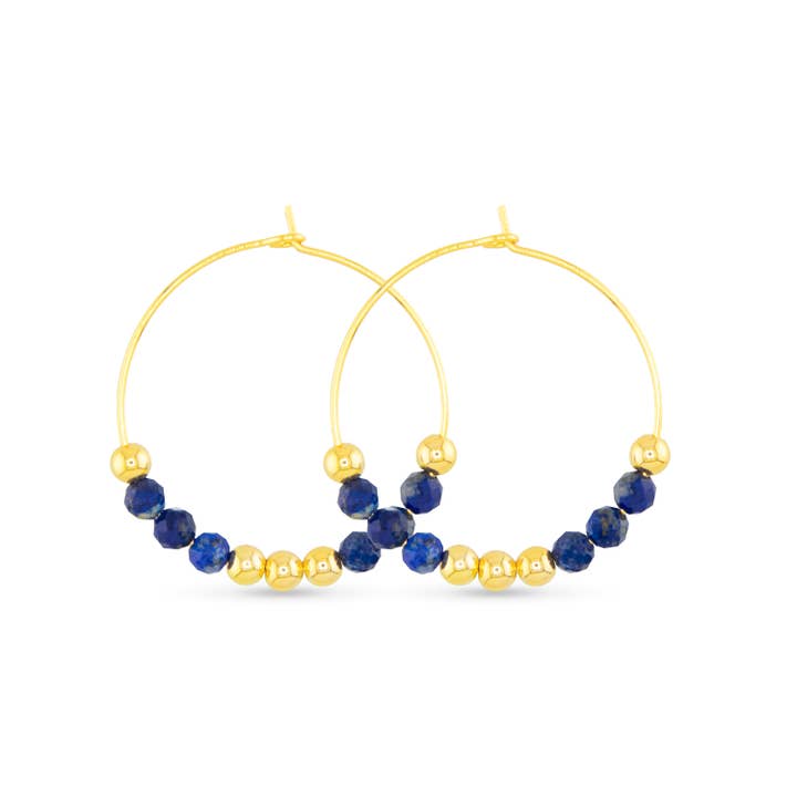 Amanda Blu Lapis Beaded Hoop Earrings