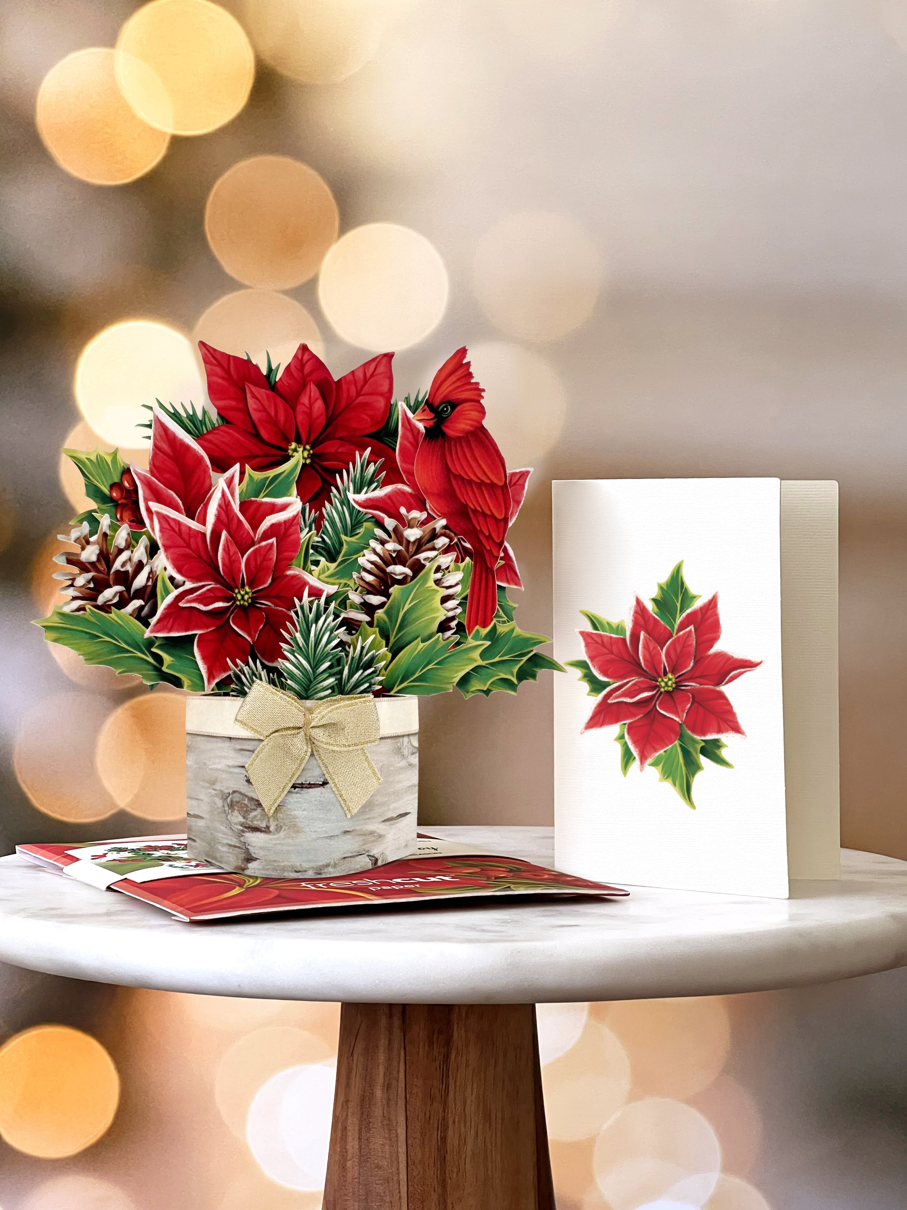 Fresh Cut Paper Mini Birch Poinsetta