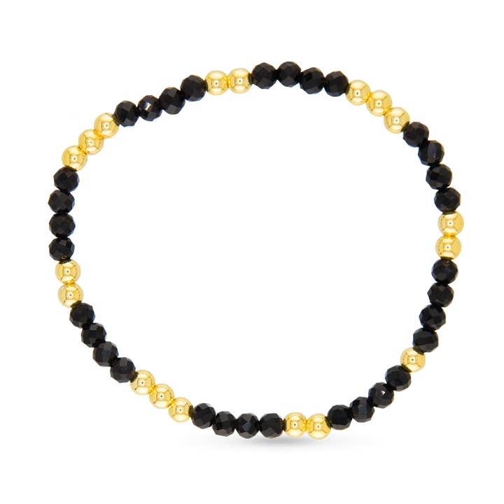 Amanda Blu Black Agate Stretch Beaded Stone Bracelet