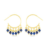 Amanda Blu Gold Lapis Fringe Hoop Earrings