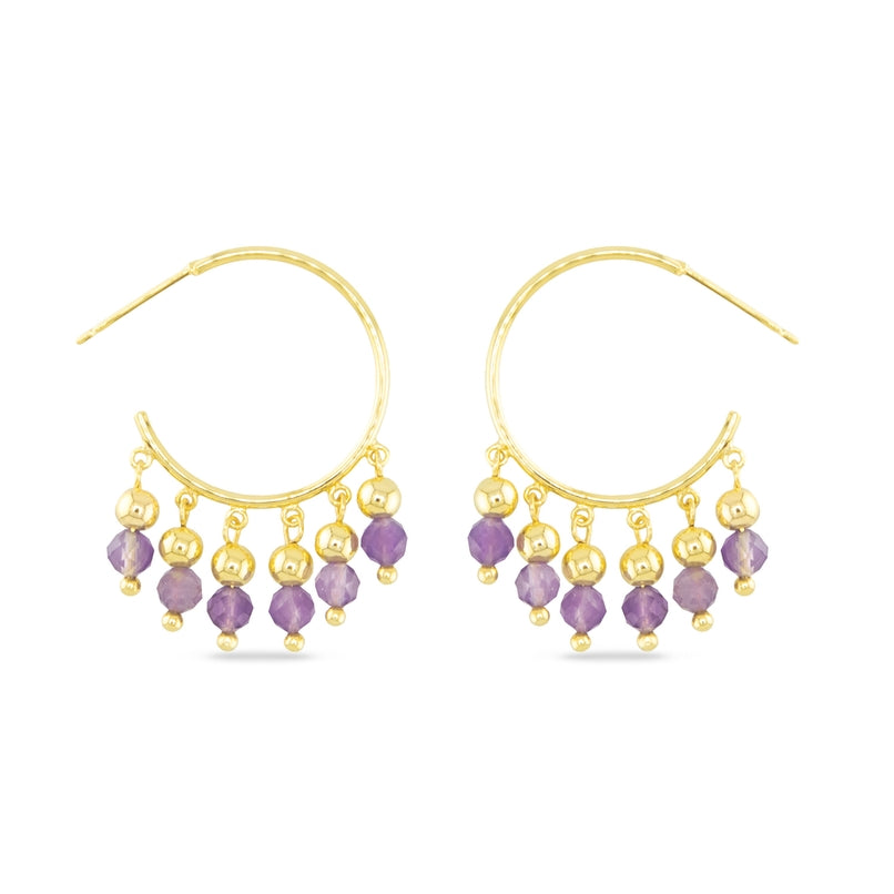 Amanda Blu Gold Amethyst Fringe Hoop Earrings