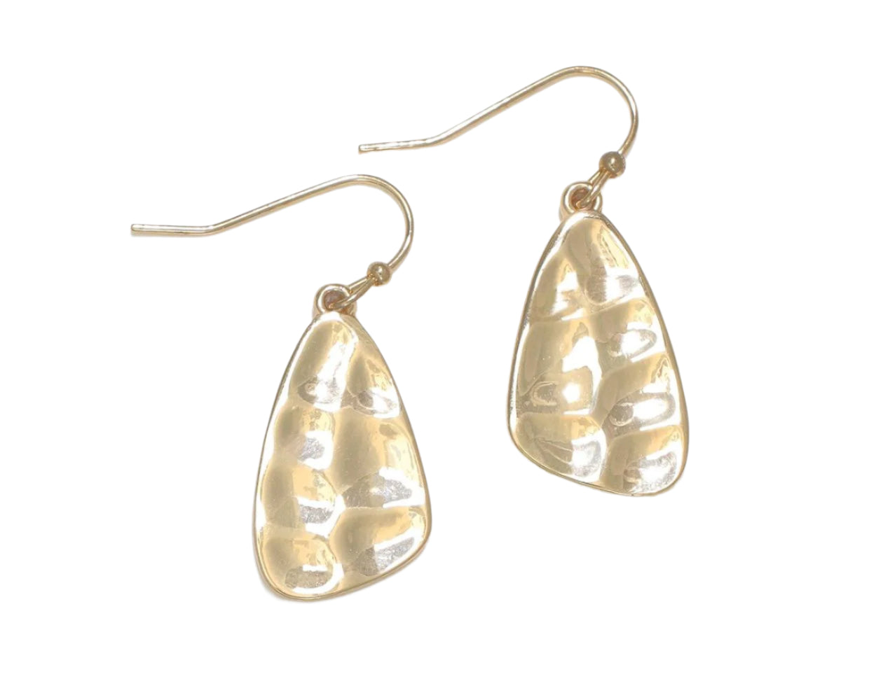 Periwinkle Earrings Gold Hammered Drops