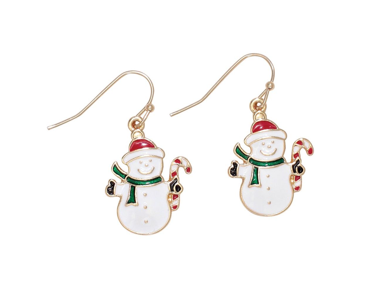 Periwinkle Earrings Snowmen with Candy Canes