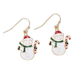 Periwinkle Earrings Snowmen with Candy Canes