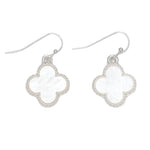 Periwinkle Earrings Silver and White Clovers