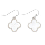 Periwinkle Earrings Silver and White Clovers