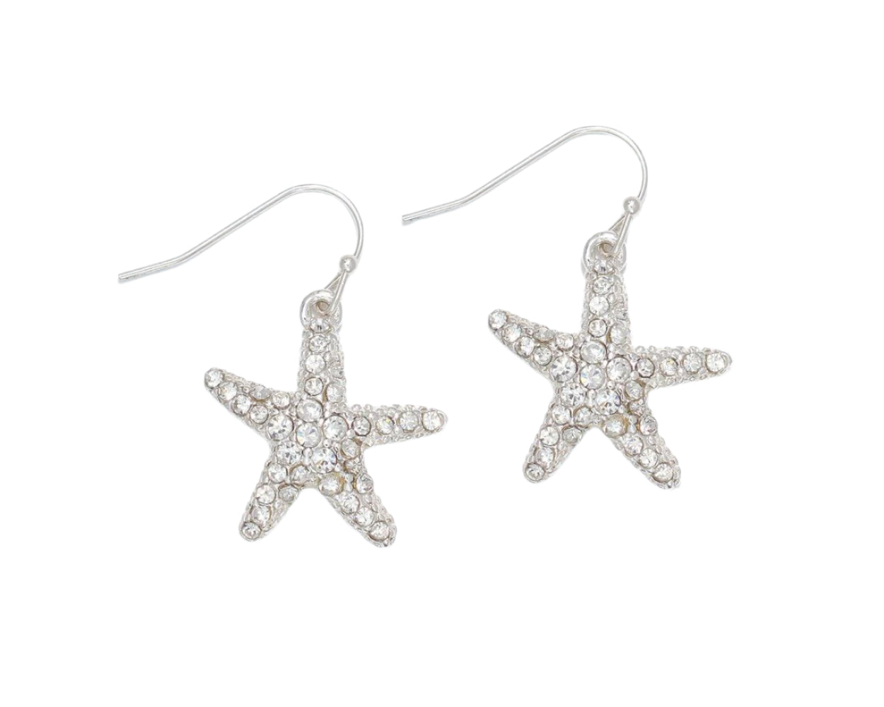 Periwinkle Earrings Crystal Silver Starfish