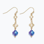 Periwinkle Earrings Gold & Blue Clover Dangle