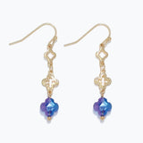 Periwinkle Earrings Gold & Blue Clover Dangle