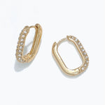 Periwinkle Earrings Gold Hinged Ovals Crystals