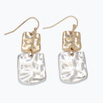 Periwinkle Earrings Hammered Two Tone Drops