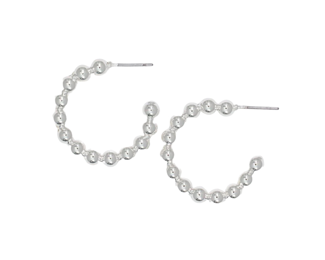 Periwinkle Earrings Silver Bead Hoops
