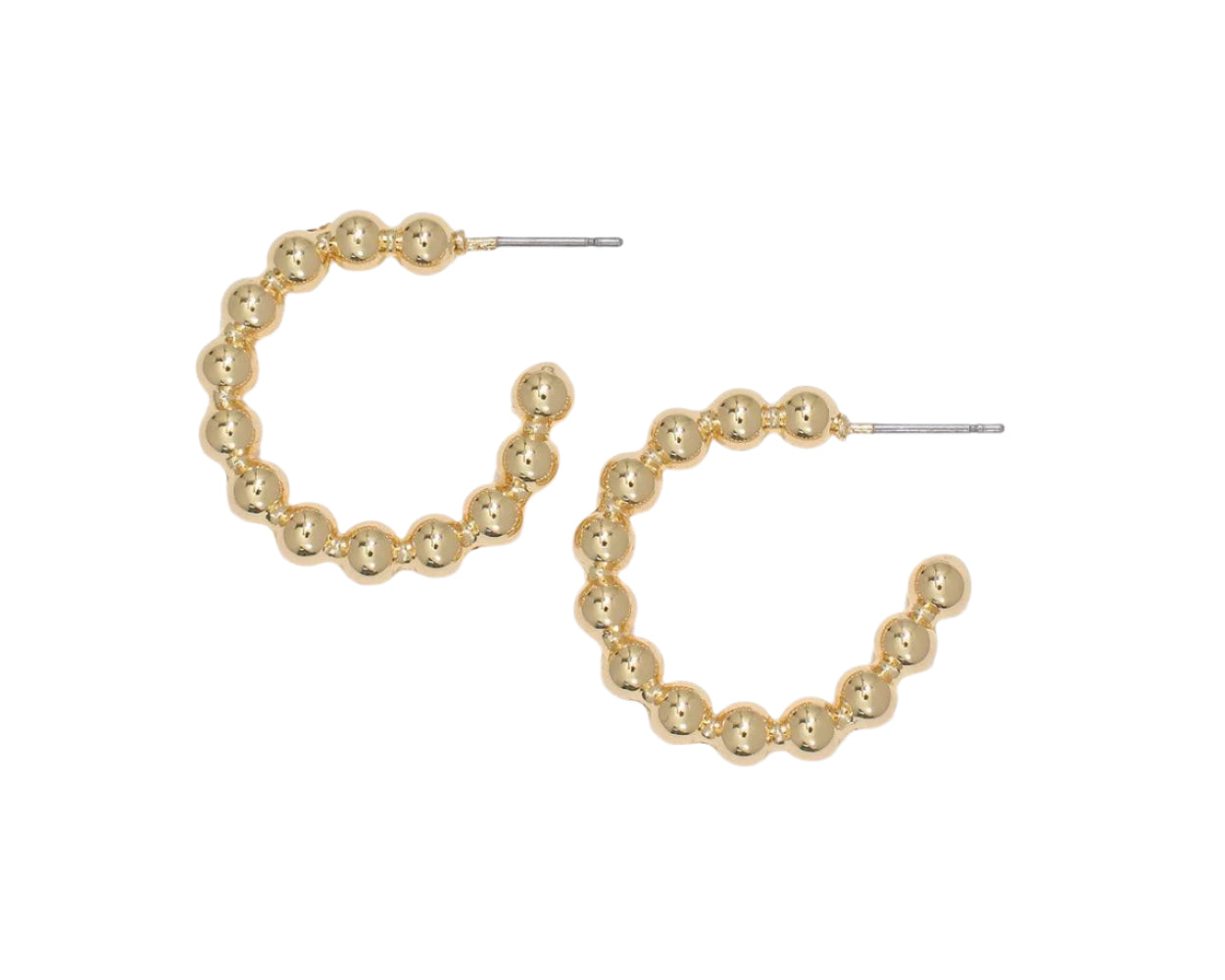 Periwinkle Earrings Gold Beads Hoops