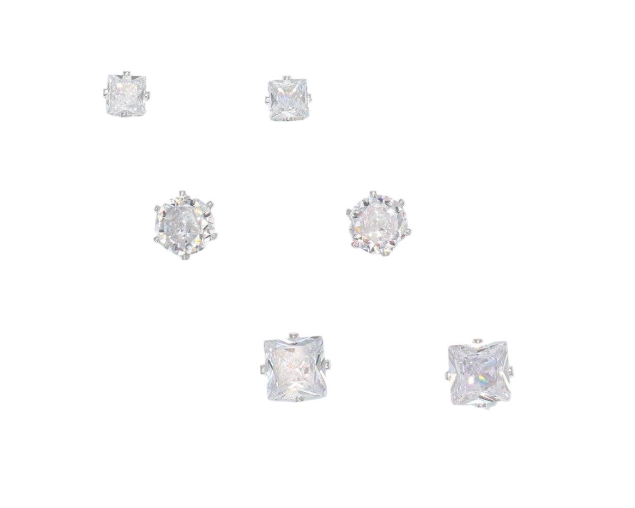 Periwinkle Earrings Trio of CZ Studs