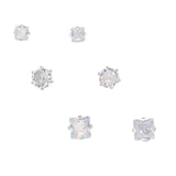 Periwinkle Earrings Trio of CZ Studs