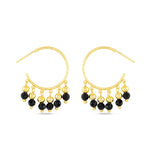 Amanda Blu Gold Black Agate Fringe Hoop Earrings