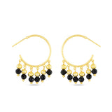 Amanda Blu Gold Black Agate Fringe Hoop Earrings