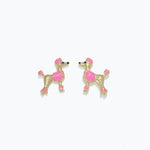 Cuties Pink Enamel Poodle Earrings