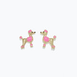 Cuties Pink Enamel Poodle Earrings