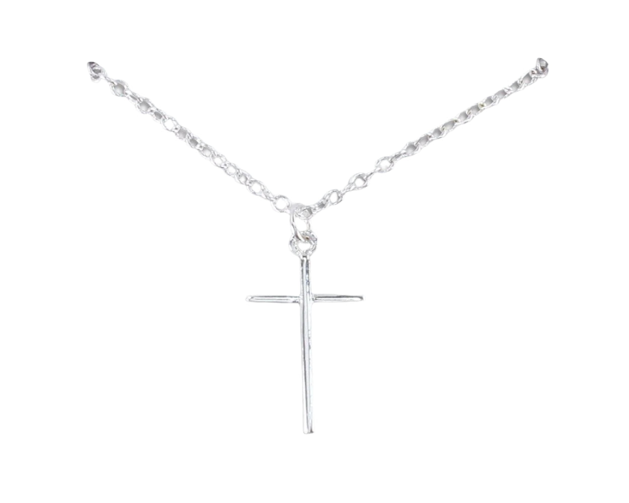 Periwinkle Necklace Classic Silver Cross