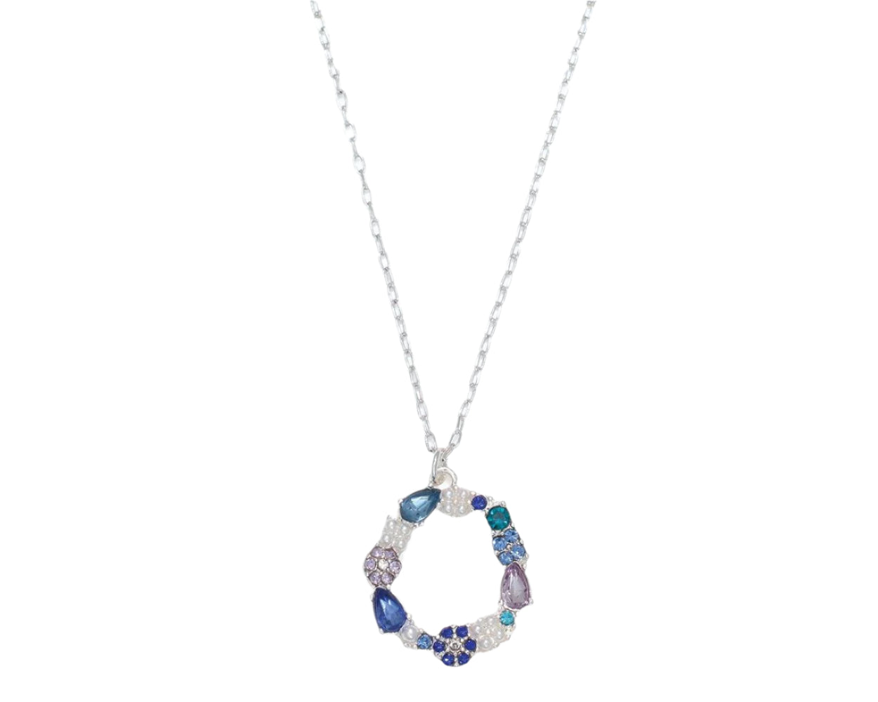 Periwinkle Necklace Blue Crystals & Pearls