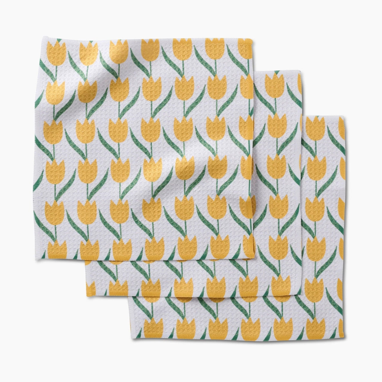 Geometry Dishcloth Set Spring Tulip Flowers
